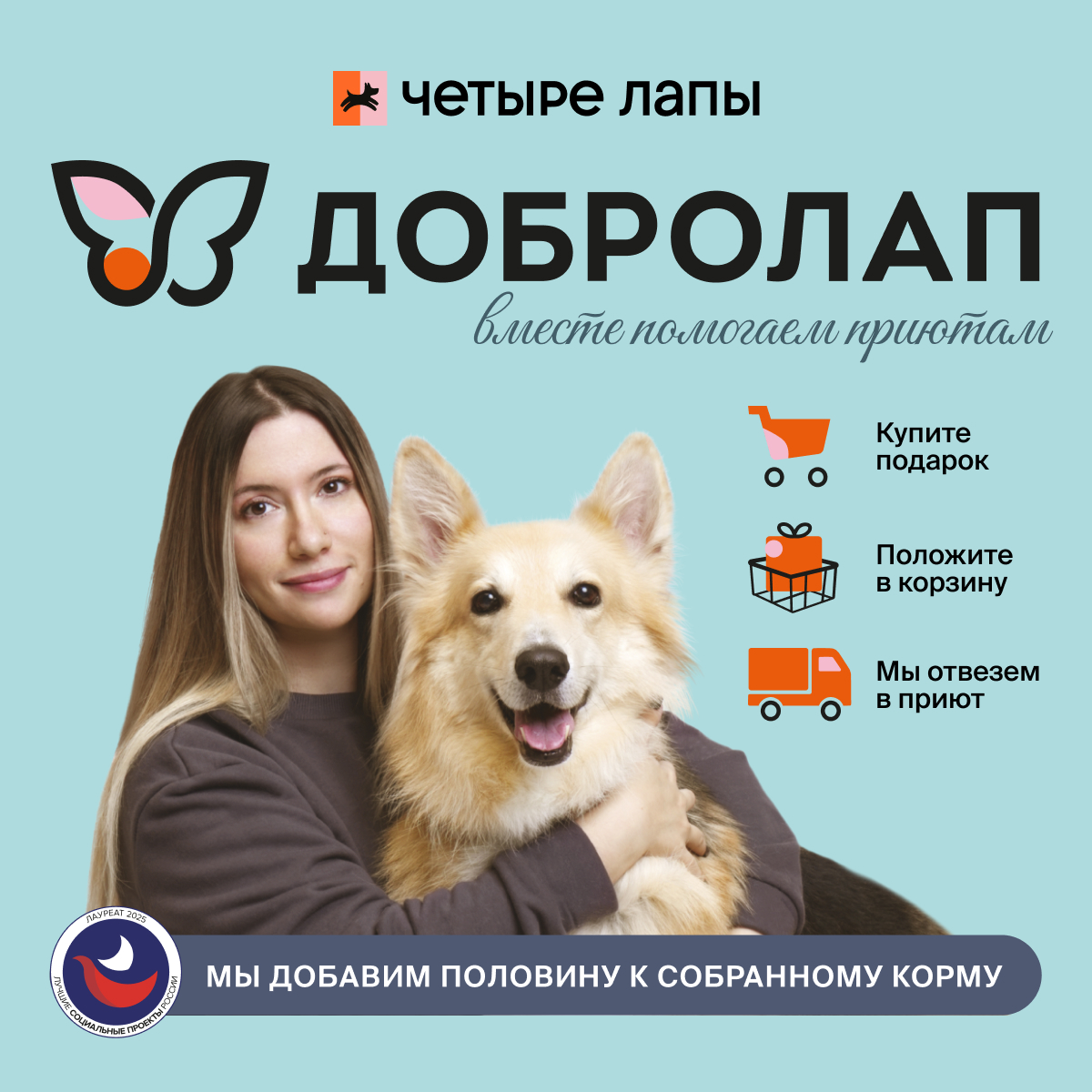 «Добролап»: Вместе помогаем 195 приютам!